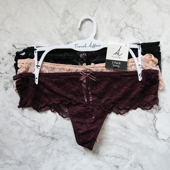 Lace Thong 3-Pack Set from French Affair - Picture 2 of 8